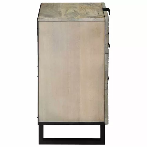 Éjjeliszekrény Fehér és fekete 50 x 33 x 60 cm tömör mangófa