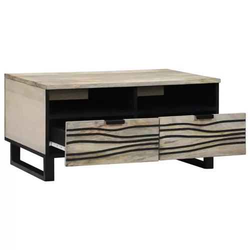 Dohányzóasztal fiókkal Beige és fekete 80 x 54 x 40 cm