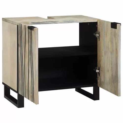 Mosdókagyló szekrény polcokkal Barna és fekete 62 x 33 x 58 cm