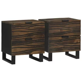   Éjjeliszekrény fiókkal 2 pcs Dió 40 x 33 x 46 cm tömör mangófa