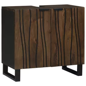   Mosdószekrény Barna és fekete 62 x 33 x 58 cm Tömör mangófa