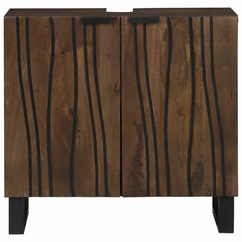 Mosdószekrény Barna és fekete 62 x 33 x 58 cm Tömör mangófa