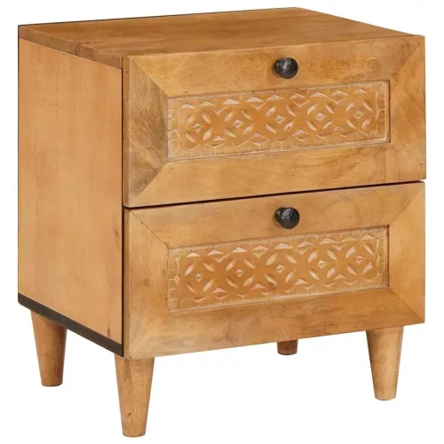 Éjjeli asztal 2 pcs Világosbarna 40 x 33 x 46 cm tömör mangófa