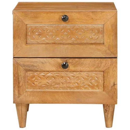 Éjjeli asztal 2 pcs Világosbarna 40 x 33 x 46 cm tömör mangófa