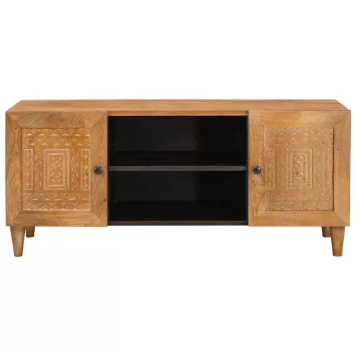 TV szekrény ajtóval Világosbarna 105 x 33 x 46 cm tömör mangófa