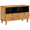 TV szekrény fiókkal Világosbarna 70 x 33 x 46 cm tömör mangófa