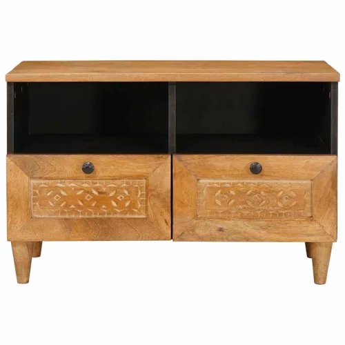 TV szekrény fiókkal Világosbarna 70 x 33 x 46 cm tömör mangófa