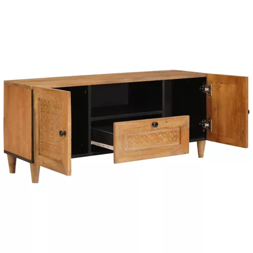 TV szekrény fiókkal Világosbarna 105 x 33 x 46 cm tömör mangófa