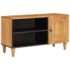 TV szekrény ajtóval Világosbarna 80 x 33 x 46 cm tömör mangófa