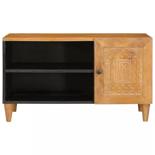 TV szekrény ajtóval Világosbarna 80 x 33 x 46 cm tömör mangófa