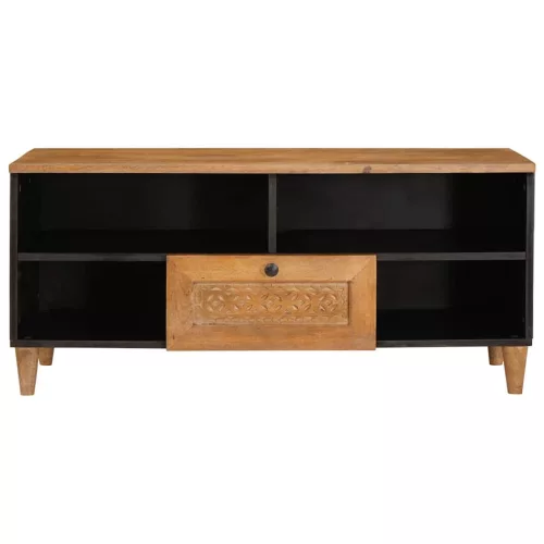 TV szekrény fiókkal Világosbarna 105 x 33 x 46 cm tömör mangófa