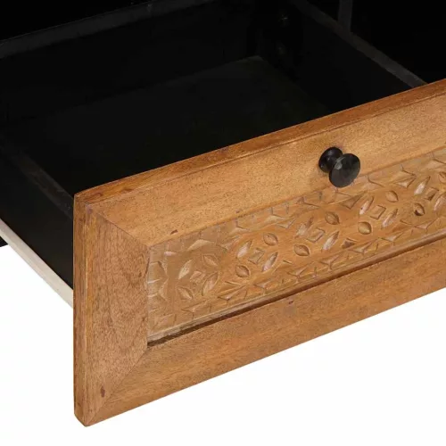 TV szekrény fiókkal Világosbarna 105 x 33 x 46 cm tömör mangófa