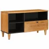 TV szekrény fiókkal Világosbarna 80 x 33 x 46 cm tömör mangófa