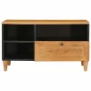TV szekrény fiókkal Világosbarna 80 x 33 x 46 cm tömör mangófa