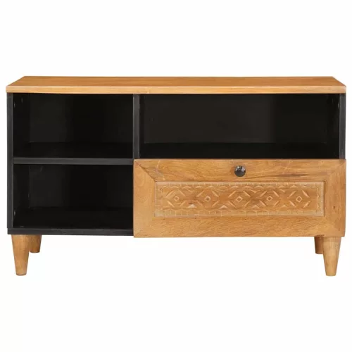 TV szekrény fiókkal Világosbarna 80 x 33 x 46 cm tömör mangófa