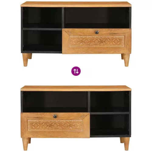 TV szekrény fiókkal Világosbarna 80 x 33 x 46 cm tömör mangófa