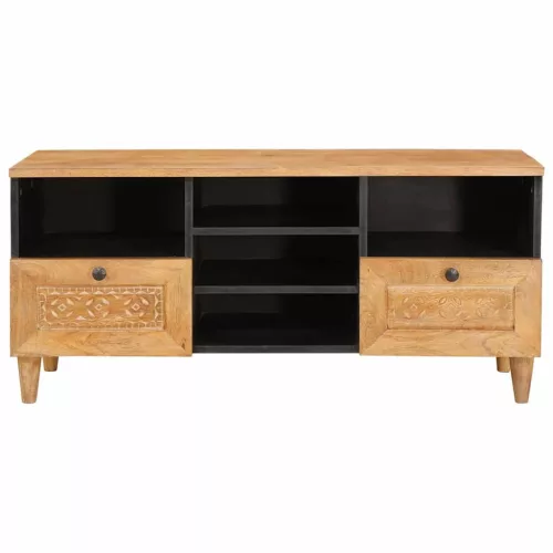 TV szekrény fiókkal Világosbarna 100 x 33 x 46 cm tömör mangófa