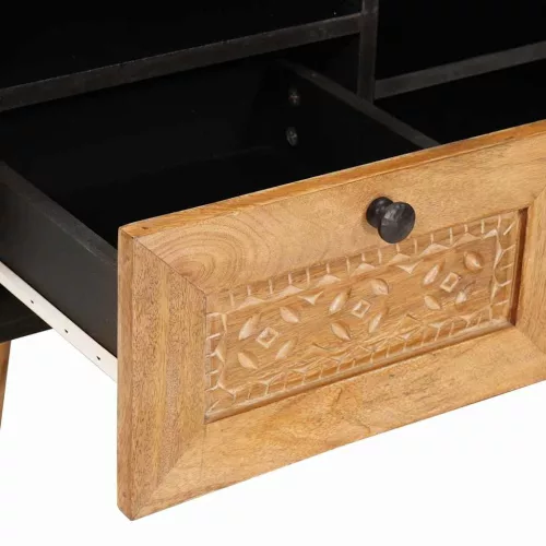 TV szekrény fiókkal Világosbarna 100 x 33 x 46 cm tömör mangófa