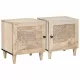 Éjjeli asztal 2 pcs Bézs 40 x 33 x 46 cm tömör mangófa