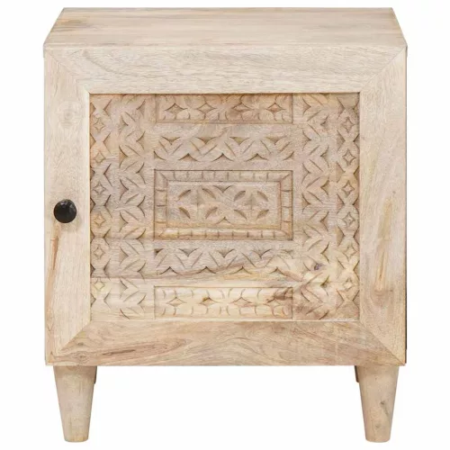 Éjjeli asztal 2 pcs Bézs 40 x 33 x 46 cm tömör mangófa