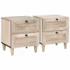 Éjjeli asztal fiókkal 2 pcs Bézs 40 x 33 x 46 cm tömör mangófa