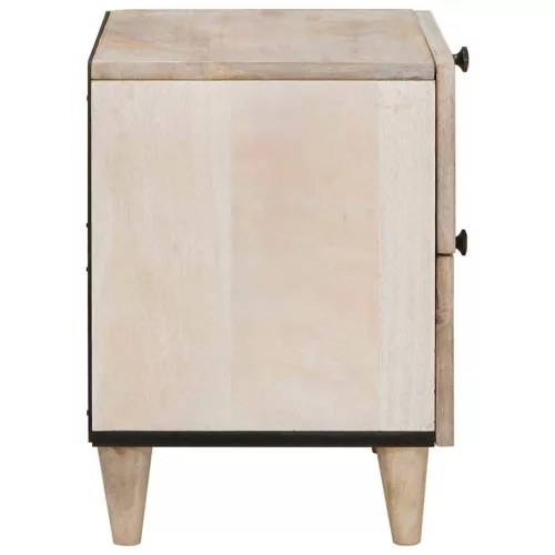 Éjjeli asztal fiókkal 2 pcs Bézs 40 x 33 x 46 cm tömör mangófa