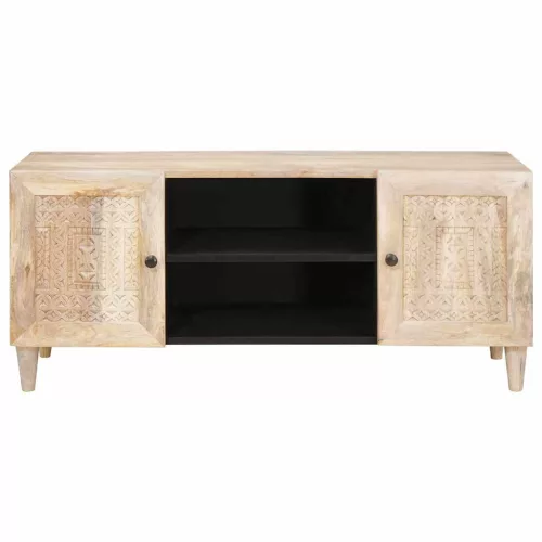 TV szekrény polcokkal Fehér 105 x 33 x 46 cm tömör mangófa