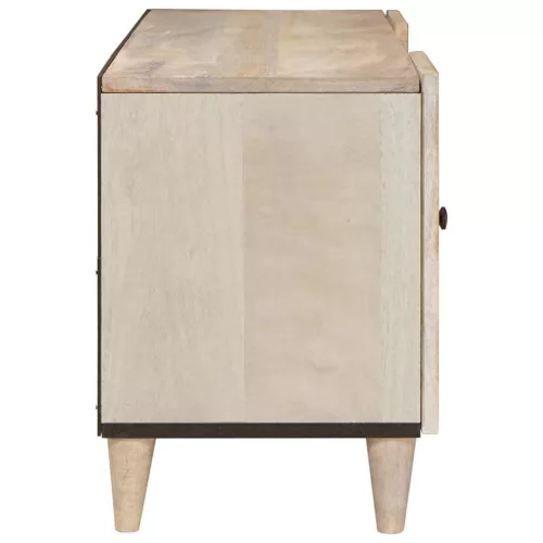 TV szekrény polcokkal Fehér 105 x 33 x 46 cm tömör mangófa