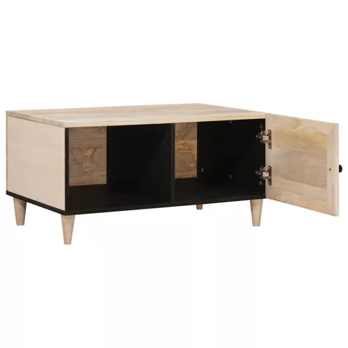 Dohányzóasztal polcokkal Bézs 80 x 50 x 40 cm tömör mangófa