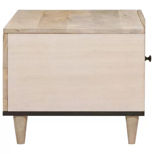 Dohányzóasztal polcokkal Bézs 80 x 50 x 40 cm tömör mangófa