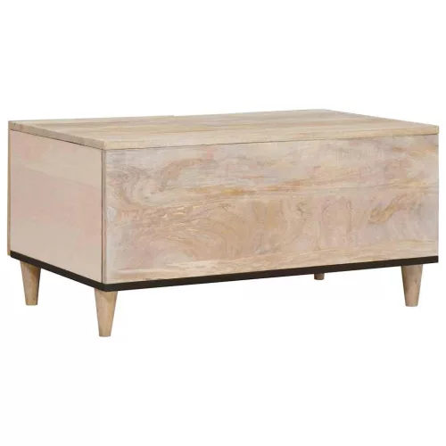 Dohányzóasztal polcokkal Bézs 80 x 50 x 40 cm tömör mangófa