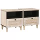 Éjjeli asztal fiókkal 2 pcs Bézs 40 x 33 x 46 cm tömör mangófa
