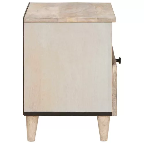 Éjjeli asztal fiókkal 2 pcs Bézs 40 x 33 x 46 cm tömör mangófa