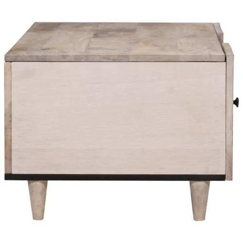 Dohányzóasztal polcokkal Bézs 100 x 54 x 40 cm tömör mangófa
