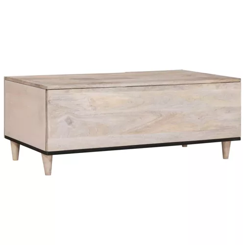 Dohányzóasztal polcokkal Bézs 100 x 54 x 40 cm tömör mangófa