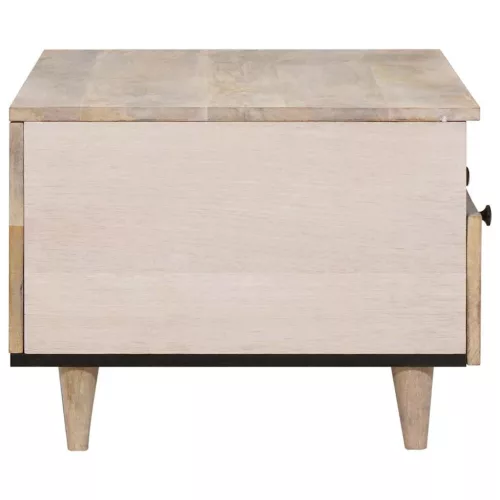 Dohányzóasztal fiókkal Fehér 80 x 54 x 40 cm tömör mangófa