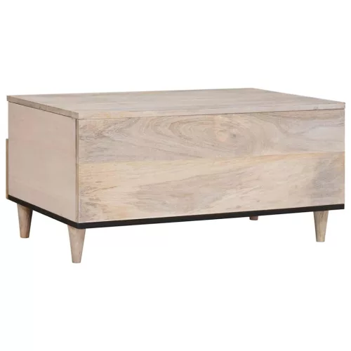 Dohányzóasztal fiókkal Fehér 80 x 54 x 40 cm tömör mangófa