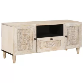   TV szekrény fiókkal Fehér 105 x 33 x 46 cm tömör mangófa