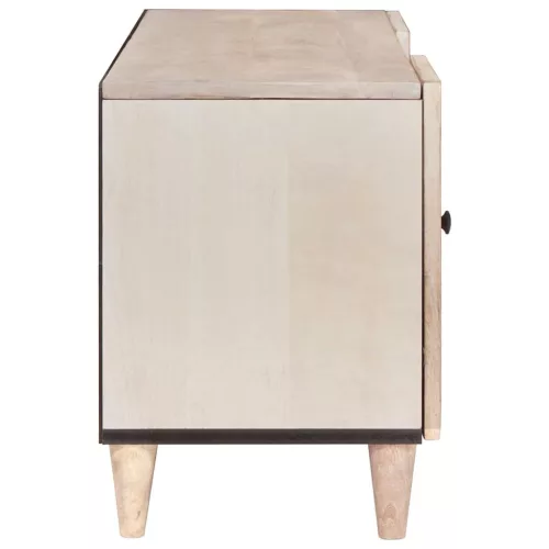 TV szekrény fiókkal Fehér 105 x 33 x 46 cm tömör mangófa