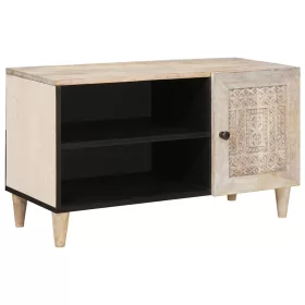   TV szekrény polcokkal Fehér 80 x 33 x 46 cm tömör mangófa