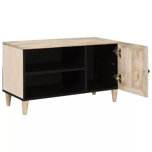 TV szekrény polcokkal Fehér 80 x 33 x 46 cm tömör mangófa