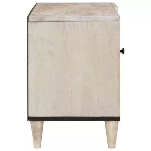 TV szekrény polcokkal Fehér 80 x 33 x 46 cm tömör mangófa