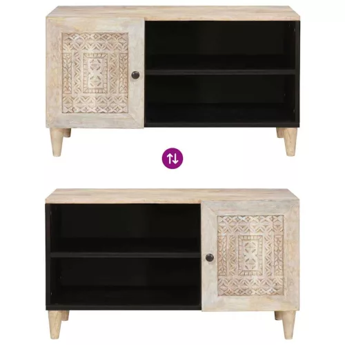 TV szekrény polcokkal Fehér 80 x 33 x 46 cm tömör mangófa