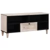 TV szekrény fiókkal Fehér 105 x 33 x 46 cm tömör mangófa