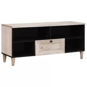   TV szekrény fiókkal Fehér 105 x 33 x 46 cm tömör mangófa