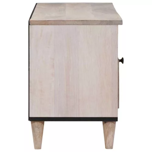 TV szekrény fiókkal Fehér 105 x 33 x 46 cm tömör mangófa