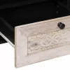 TV szekrény fiókkal Fehér 105 x 33 x 46 cm tömör mangófa