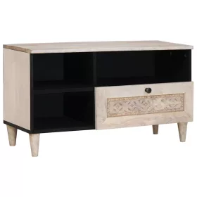   TV szekrény fiókkal Fehér 80 x 33 x 46 cm tömör mangófa