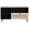 TV szekrény fiókkal Fehér 80 x 33 x 46 cm tömör mangófa