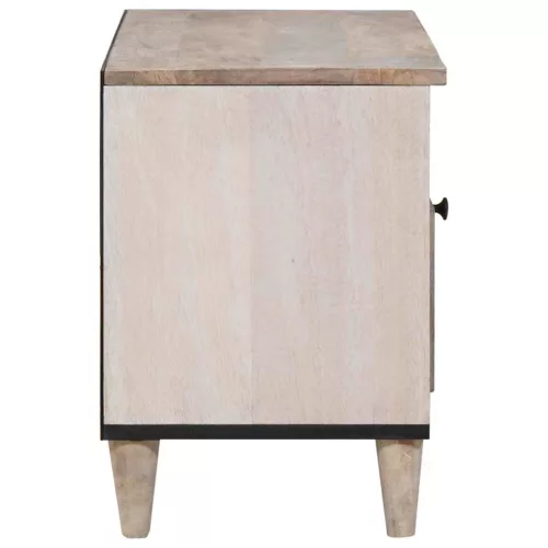 TV szekrény fiókkal Fehér 80 x 33 x 46 cm tömör mangófa